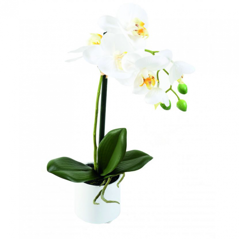 Orchidee artificielle blanche de 60 cm, Orchidées artificielles