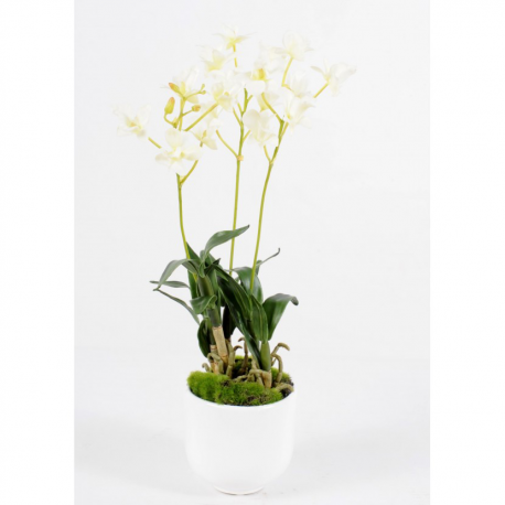 Orchidée artificielle Dendrobrium artificiel 40 cm avec pot