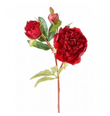 Pivoine artificielle rouge H50cm